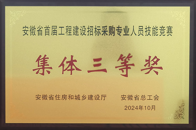 安徽省首屆工程建設(shè)招標(biāo)采購(gòu)專(zhuān)業(yè)人員技能競(jìng)賽集體三等獎(jiǎng).jpg